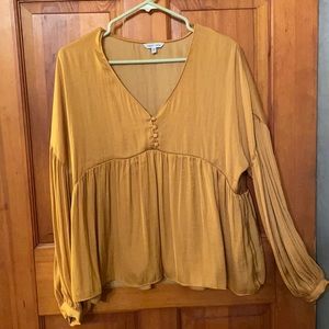 Silky mustard naked zebra blouse medium